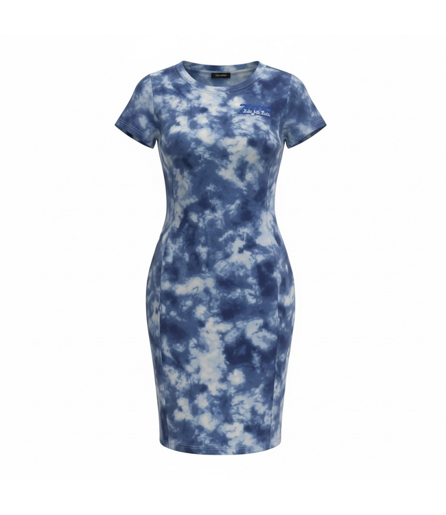 ΖΦΒ SALE! ZPB Zeta Phi Beta Blue Tie-Dye Short Sleeve Dress (SP26)