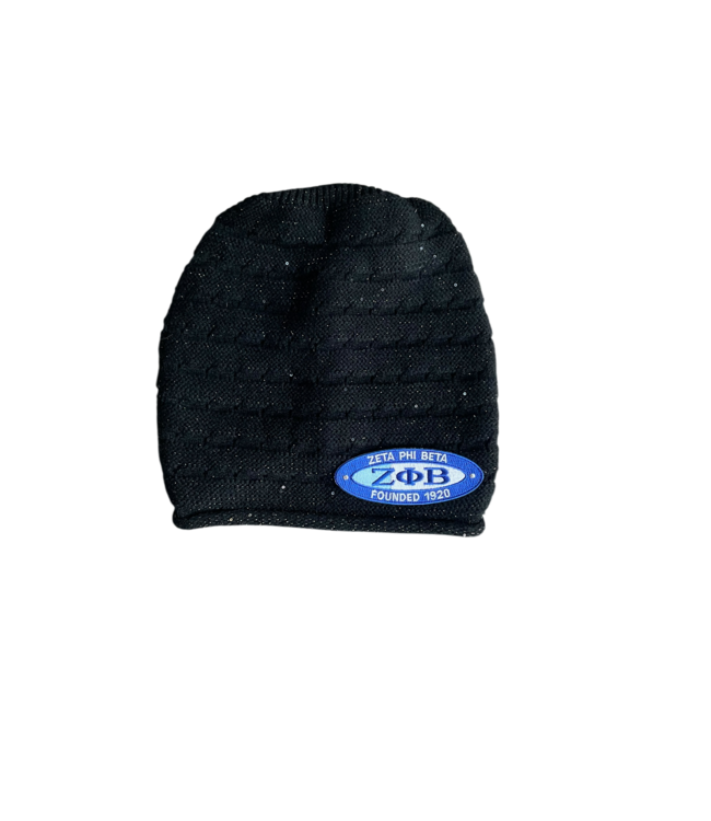 ΖΦΒ NEW! ZPB Zeta Phi Beta Black Slouch Beanie (SP26)