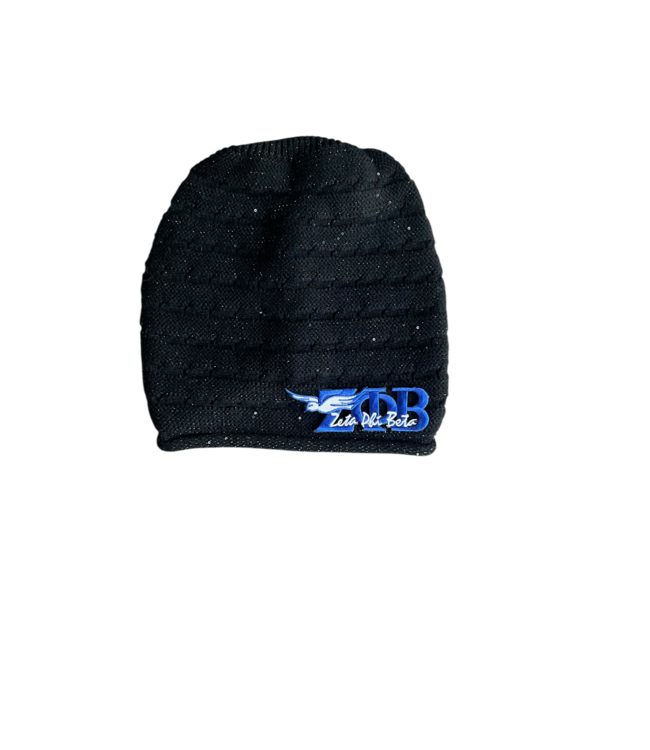 ΖΦΒ NEW! ZPB Zeta Phi Beta Black Slouch Beanie (SP26)