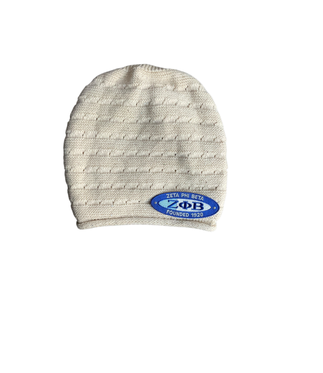 ΖΦΒ NEW! ZPB Zeta Phi Beta Cream Slouch Beanie (SP26)