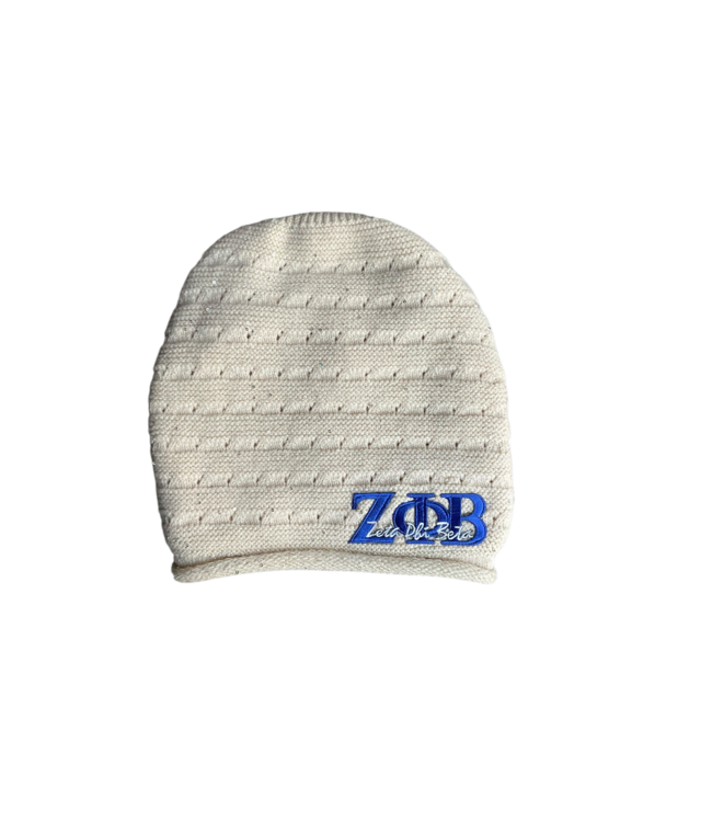 ΖΦΒ NEW! ZPB Zeta Phi Beta Cream Slouch Beanie (SP26)