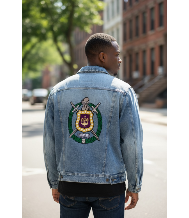 ΩΨΦ NEW! OPP Omega Psi Phi Denim Jacket Pre-Made & Custom (SP26)
