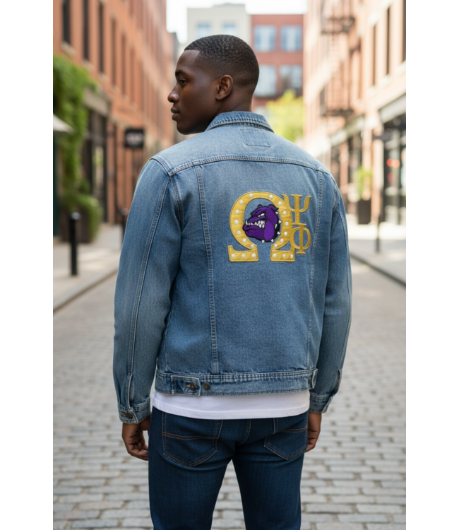 ΩΨΦ NEW! OPP Omega Psi Phi Denim Jacket Pre-Made & Custom (SP26)