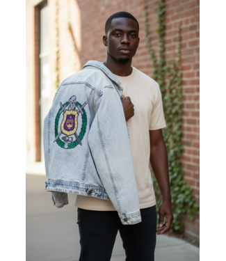 ΩΨΦ NEW! OPP Omega Psi Phi Denim Jacket Pre-Made & Custom (SP26)
