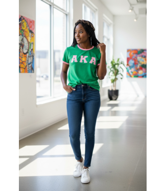 ΑΚΑ SALE! AKA Ringer Tee w/ Sewn Satin Tackle Twill Letters (SP26)