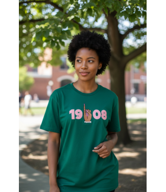 ΑΚΑ NEW! AKA Embroidered 1908 Pinky Green T-shirt (SP26)