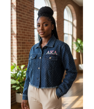 ΑΚΑ SALE! AKA Rhinestoned Denim Jacket 1 left (SM) (SP26)