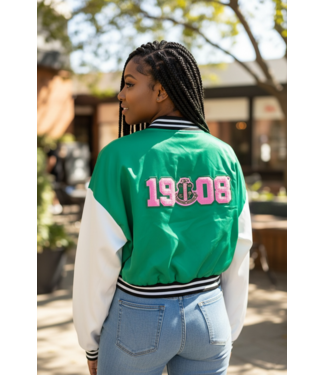 ΑΚΑ SALE! AKA Green Baseball Satin Jacket (3X) only 1 left (SP26)