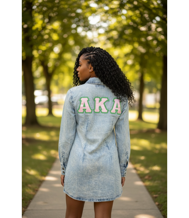 ΑΚΑ SALE! AKA Washed Denim/White Long Button Down (M,L) (SP26)