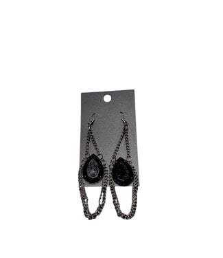 W Black Chain teardrop earrings(SP26)