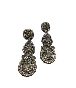 W Double Teardrop Beaded Earrings
