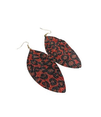W Red Leopard print earrings