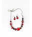 W Crimson, Cream and Black Necklace and Earring Set