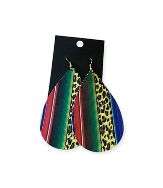 W Genuine Leather Handmade Earrings: Colorful Leopard