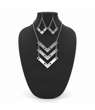 W Metal Chevron Necklace earring set