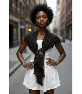 W Dark Brown Sequin Scarf