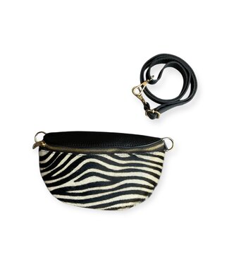 W Genuine Leather & Zebra Cowhide Fanny Pack/Crossbody (FA25)