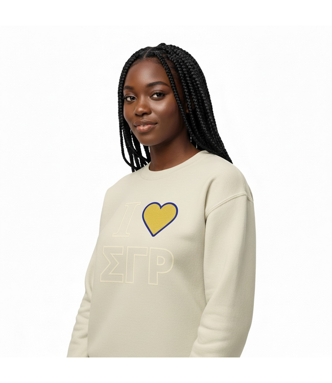 ΣΓΡ NEW! SGR Sigma Gamma Rho I Love SGR Cream Sweatshirt(SP26)