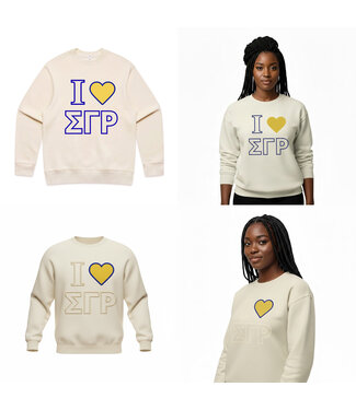 ΣΓΡ NEW! SGR Sigma Gamma Rho I Love SGR Cream Sweatshirt(SP26)