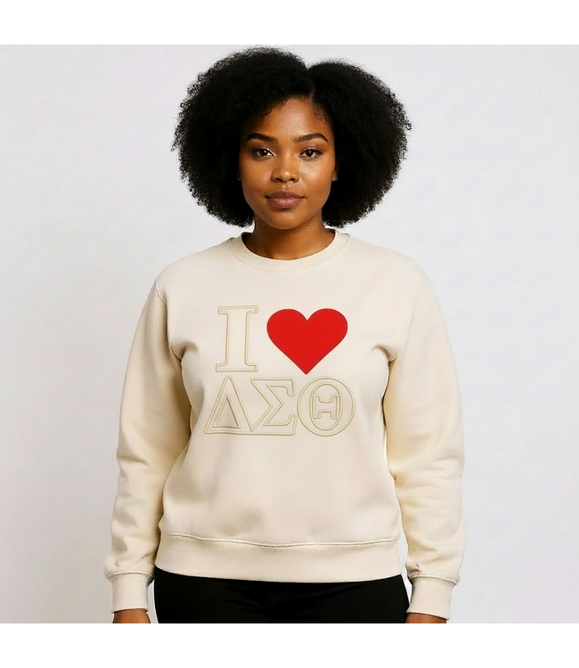 ΔΣΘ NEW! DST Delta I Love DST Cream Sweatshirt (SP26)
