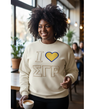 ΣΓΡ NEW! SGR Sigma Gamma Rho I Love SGR Cream Sweatshirt(Plus)(SP26)