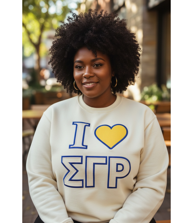 ΣΓΡ NEW! SGR Sigma Gamma Rho I Love SGR Cream Sweatshirt(Plus)(SP26)