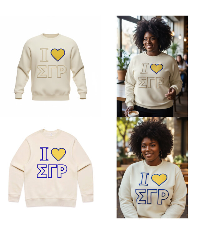 ΣΓΡ NEW! SGR Sigma Gamma Rho I Love SGR Cream Sweatshirt(Plus)(SP26)