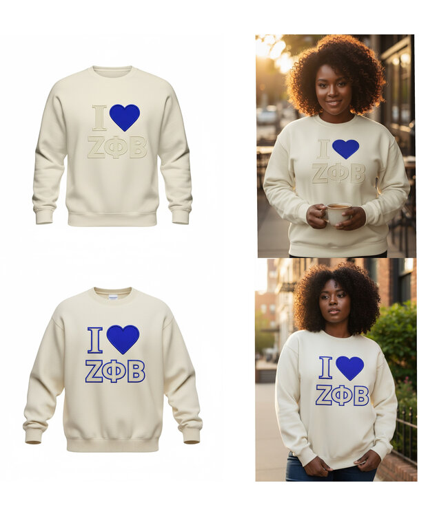ΖΦΒ NEW! ZPB Zeta I Love ZPB Cream Sweatshirt(Plus)(SP26)