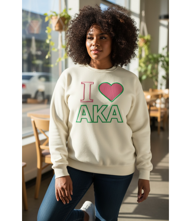 ΑΚΑ NEW! AKA I Love AKA Cream Sweatshirt(Plus)(SP26)
