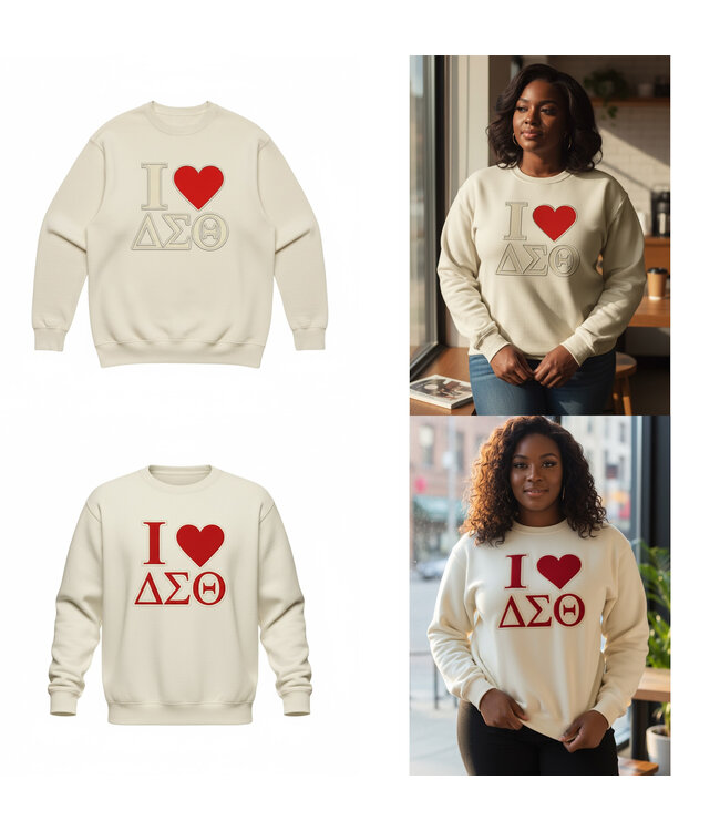 ΔΣΘ NEW! DST Delta I Love DST Cream Sweatshirt (Plus) (SP26)