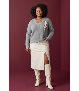 ΔΣΘ NEW! DST Gray V-Neck Fringe Sweater (FA26)