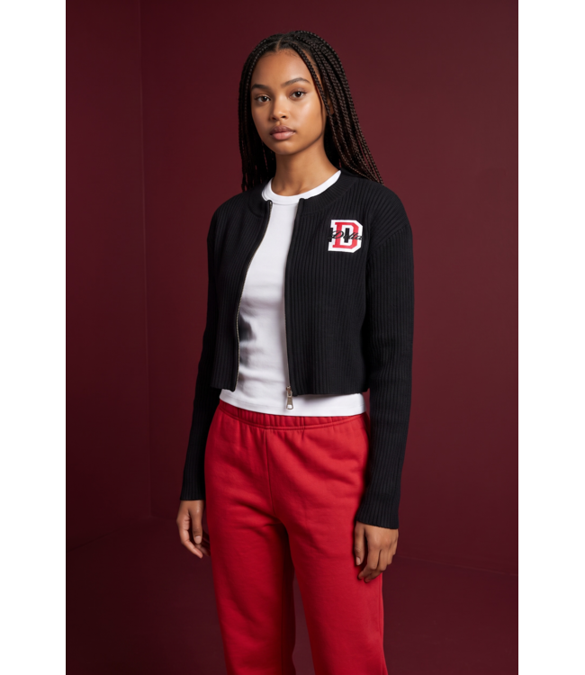ΔΣΘ NEW! DST D Black Zip Up Crop Sweater (FA26)