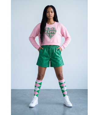 ΑΚΑ NEW! AKA "LOVE COLLECTION" Heart Pink Crop Sweatshirt w/ Thumbholes (FA26)