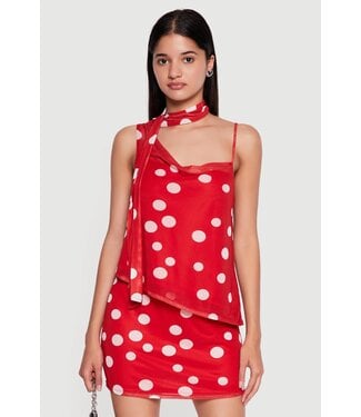 NEW! W Red & White Polka Dot Top with Scarf