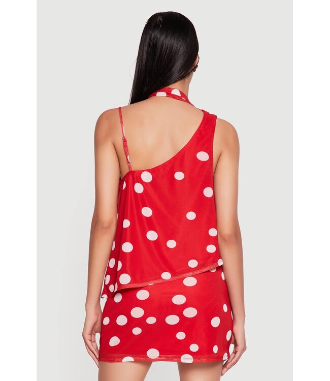 NEW! W Red & White Polka Dot Top with Scarf