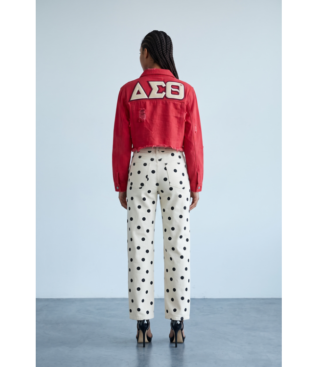 ΔΣΘ NEW! DST Red Distressed Jean Jacket (FA26)