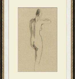 Wendover Art Charcoal Nude 1, Single Mat, with Liner, Medium Matte Paper, Treatment Single Mat, with Liner, Size 17.13"w x 23.13"h