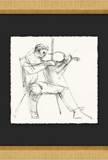 Wendover Art The Violinist, Deckled and Floated on Mat, Medium Matte Paper, Treatment Deckled and Floated on Mat, Size 14"w x 14"h