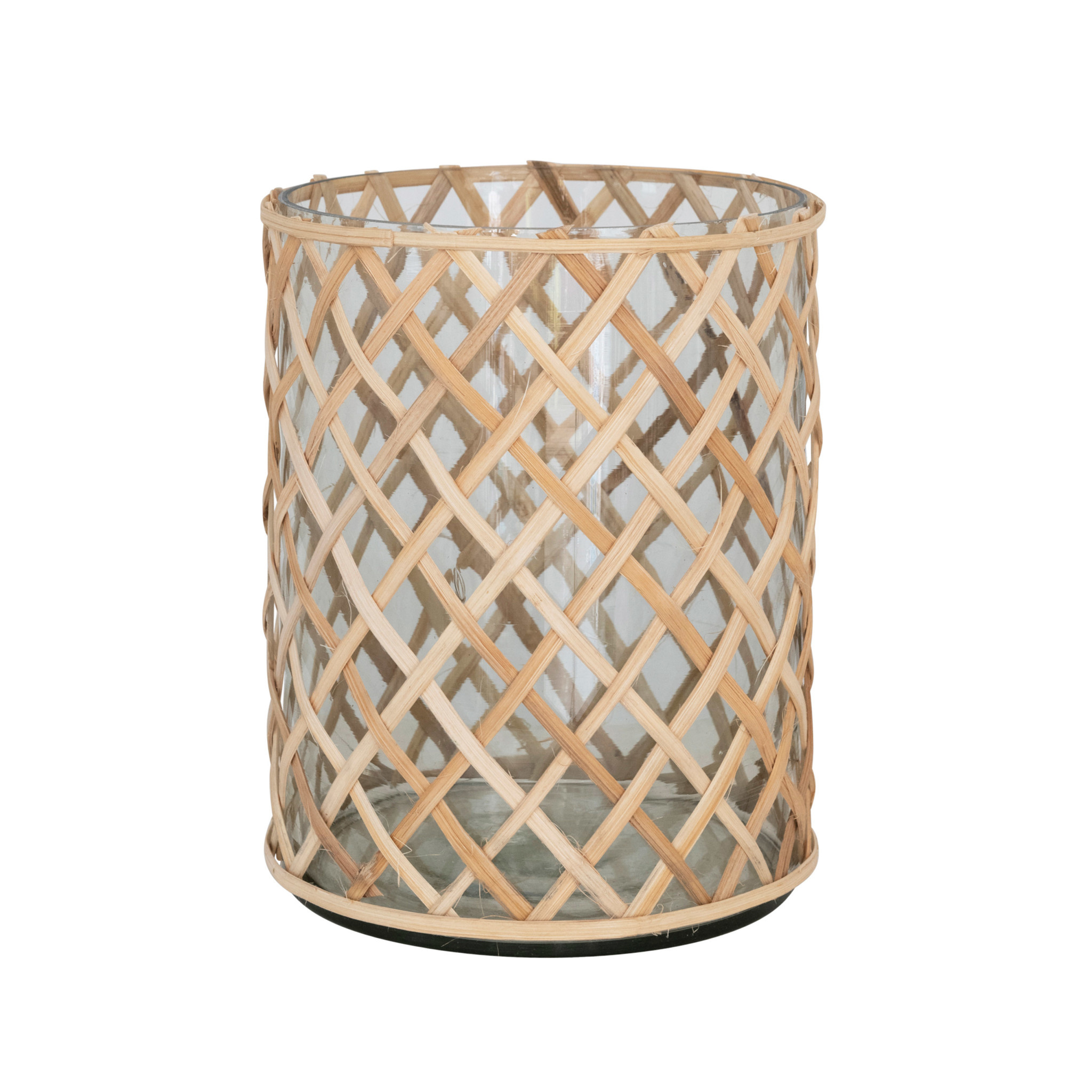 Recycled Glass Rattan Wrapped Vase/Hurricane Styron & Hughes