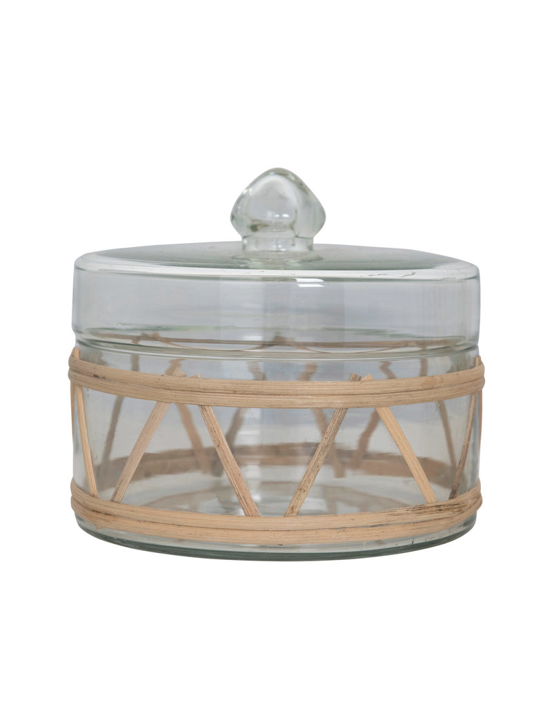 Rattan Wrapped Glass Jar with Lid