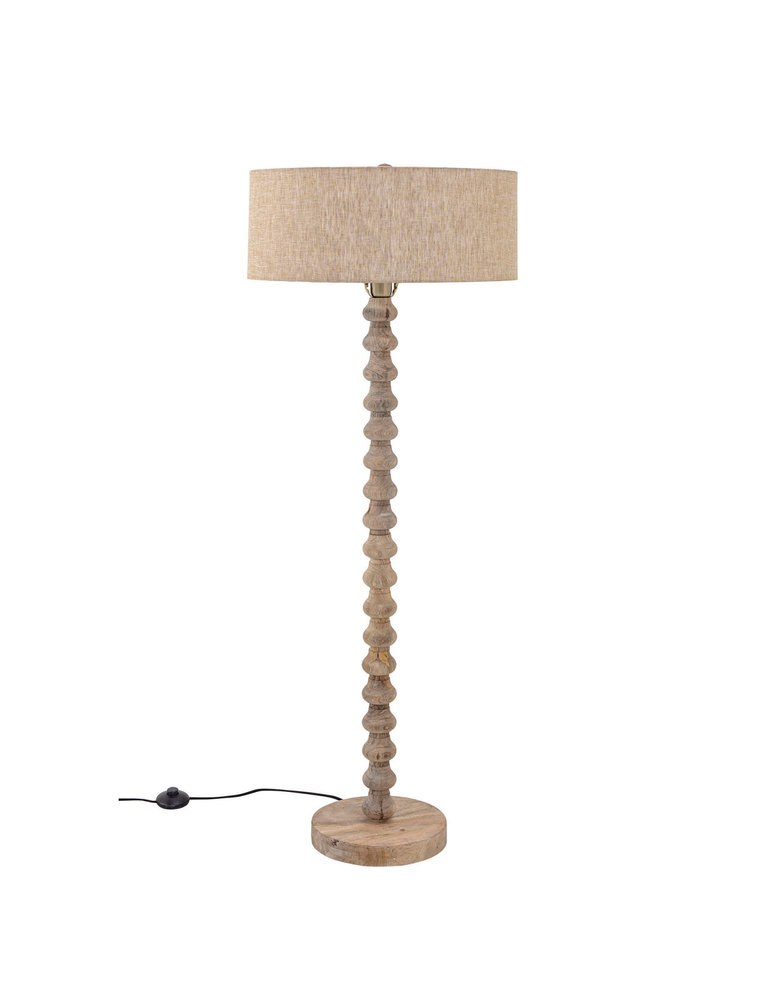 Mango Mango Wood Floor Lamp with Linen Shade