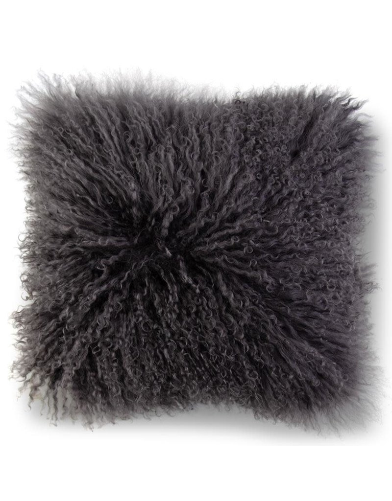 Lamb Fur 15" Gray Lamb Fur Pillow