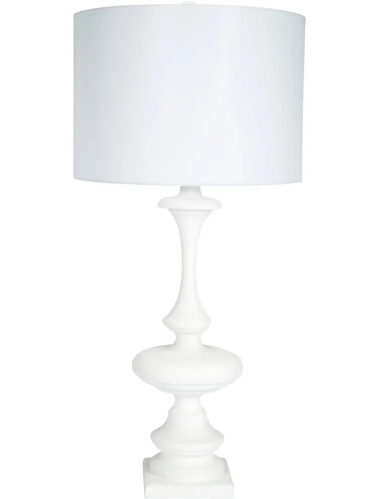 Barnes Barnes White Gesso Lamp with White Linen Shade