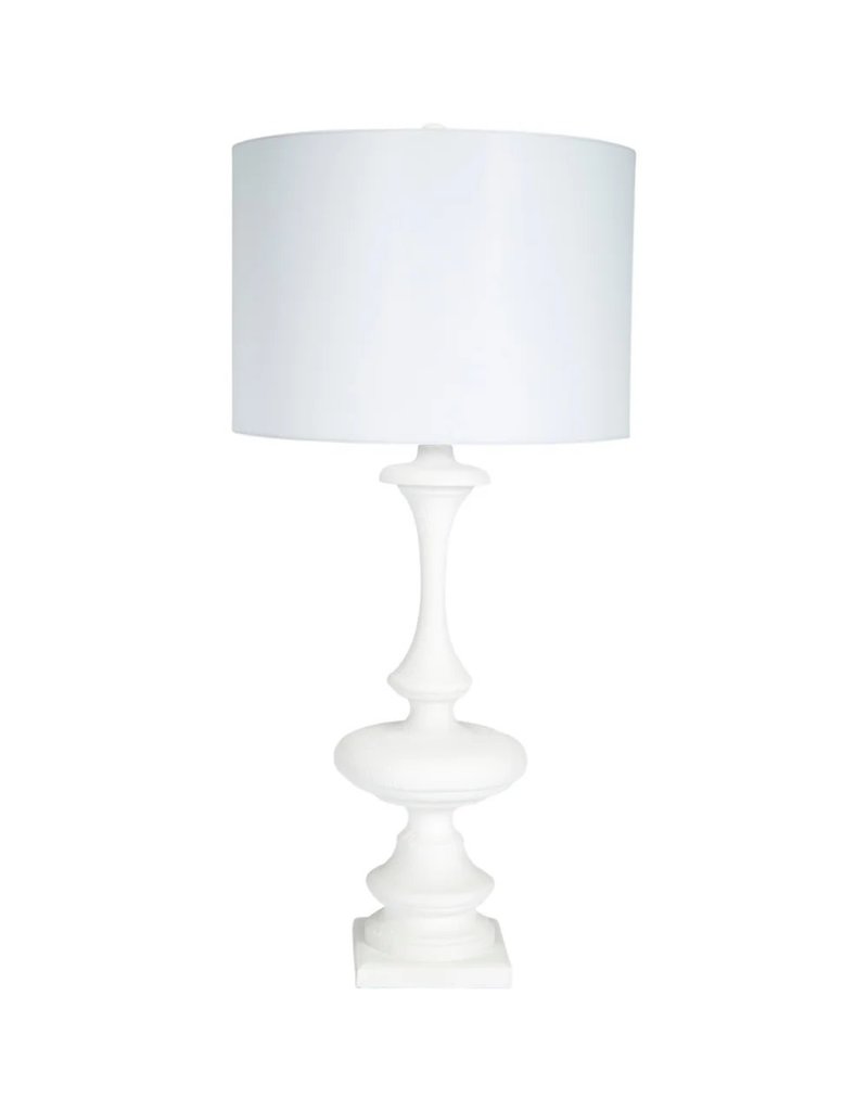 Barnes Barnes White Gesso Lamp with White Linen Shade