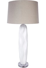 Libbie White Gesso Libbie Buffet Lamp with Natural Linen Shade