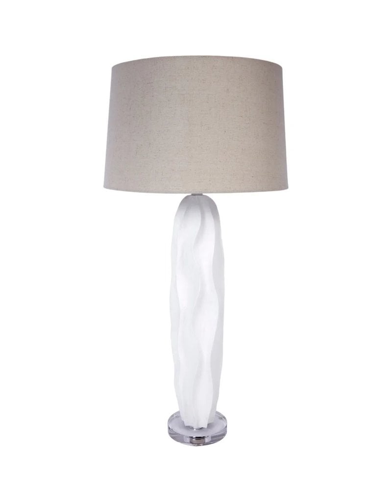 Libbie White Gesso Libbie Buffet Lamp with Natural Linen Shade