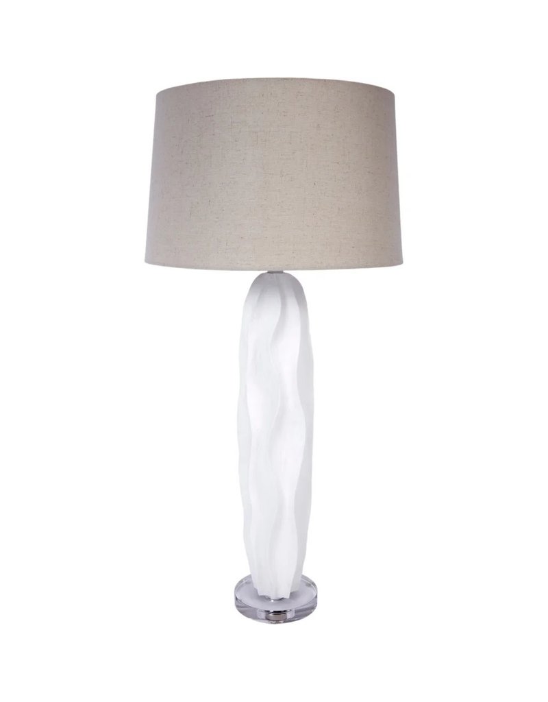 Libbie White Gesso Libbie Buffet Lamp with Natural Linen Shade