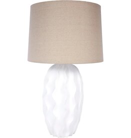 Libbie Large White Gesso Libbie Table Lamp with Natural Linen Shade