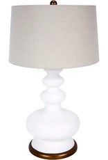 Whitley Whitley White Gesso Libbie Lamp with Brass Base and Natural Linen Shade