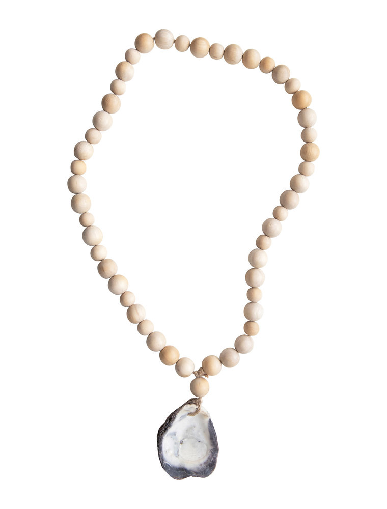 Mango Mango Wood Beads with Oyster Shell Pendant